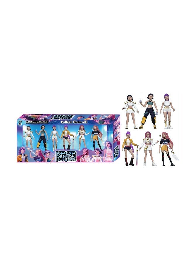 KPop Demon Hunters 4 Inch Doll Toy Set – Pack of 6 Action Figures with Stylish Outfits and Accessories for Kids, Collectors and Pretend Play Fun - Image 3
